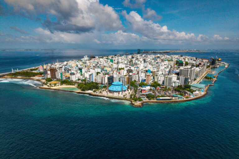 Buildings stand on Male, the capital city of the Maldives, June 19, 2026. (AP Photo/Sophia Nasif)