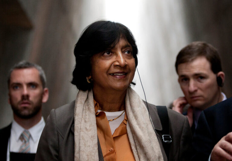 U.N. High Commissioner for Human Rights Navanethem Pillay, center, visits the Yad Vashem Holocaust memorial, in Jerusalem, Feb. 8, 2011. (AP Photo/Sebastian Scheiner, File)